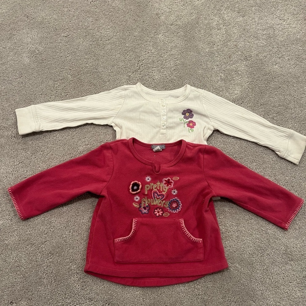 Good🎉 Condition CARTERS and SPROCKETS pair of Girls' Floral Long Sleeve Tops -2T
